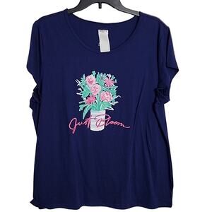 Croft & Barrow Dark Blue Floral Graphic Pajama Lounge Top, NWT, XL